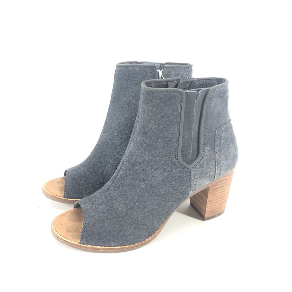 NWOT Toms Suede Open Toe Heeled Booties 9